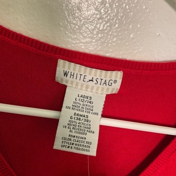 White Stag V-Neck Pullover Sweater Classic Red - Picture 10 of 11